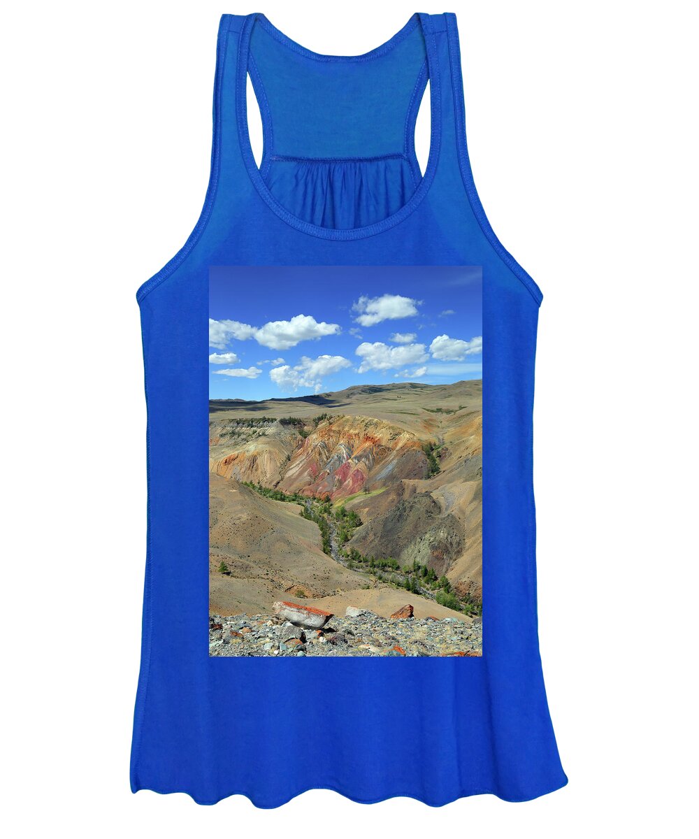 Landscape Women's Tank Top featuring the photograph Landscape with deposit of colorful clay in the Altai Mountains #1 by Mikhail Kokhanchikov