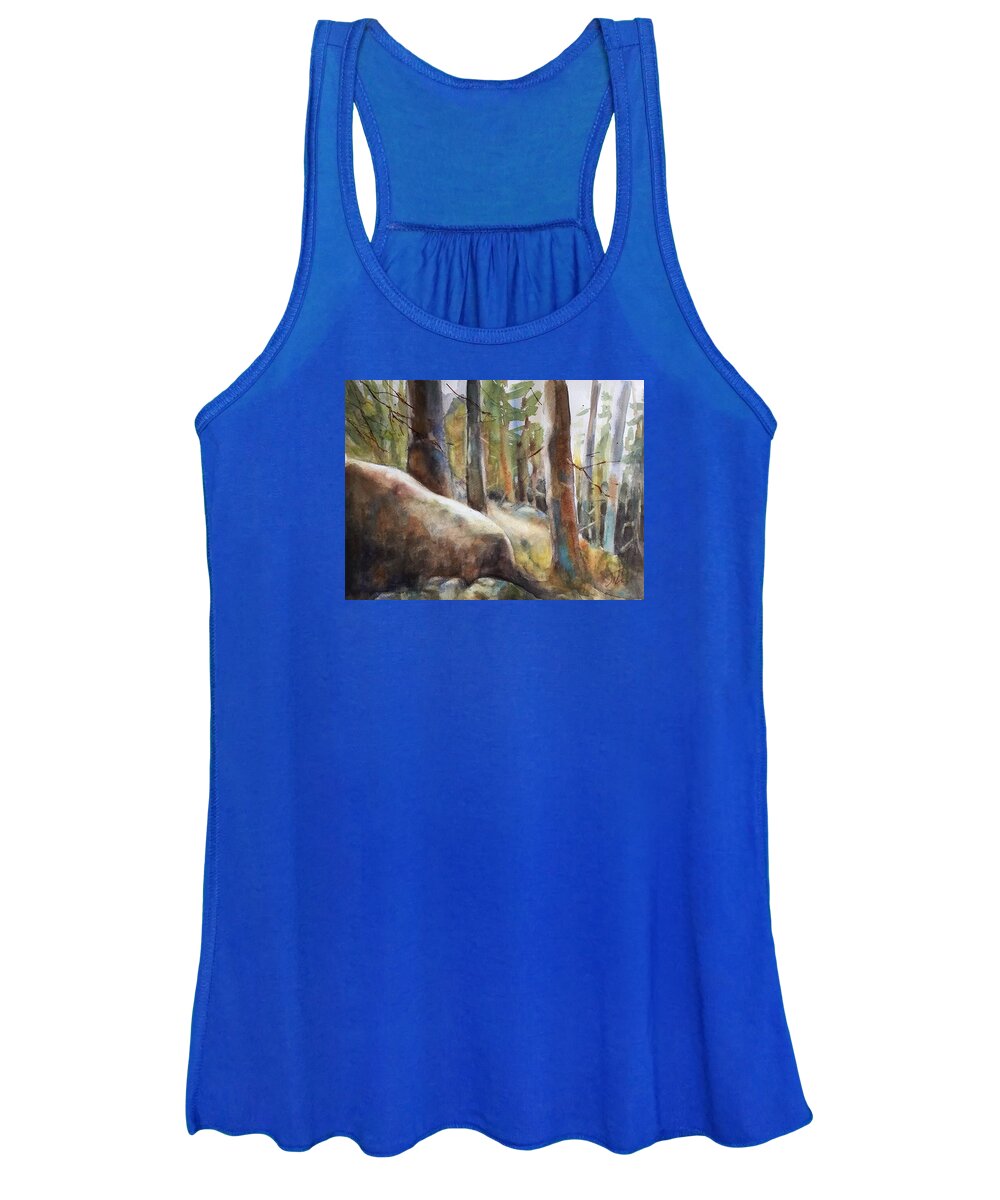Watercolor Women's Tank Top featuring the painting Lost in the Woods #1 by Judith Levins