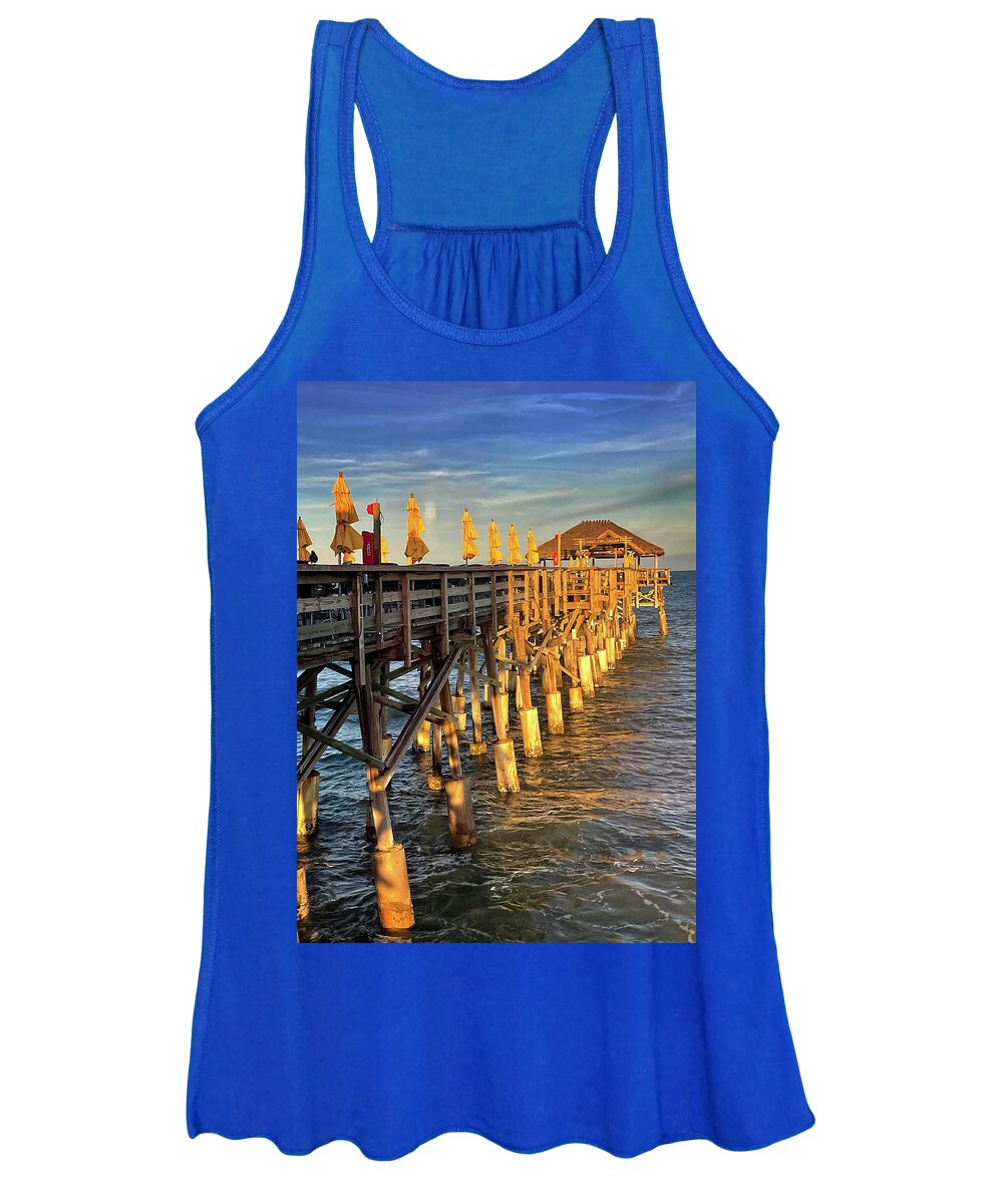Pier Women's Tank Top featuring the photograph Sunset on the Pier #1 by George Taylor