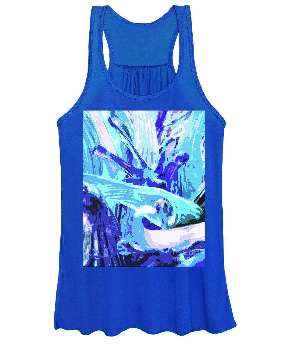 Blue; Pink; Purple; Abstract; Women's Tank Top featuring the photograph A Touch of Pink in My Blues by Tina Uihlein