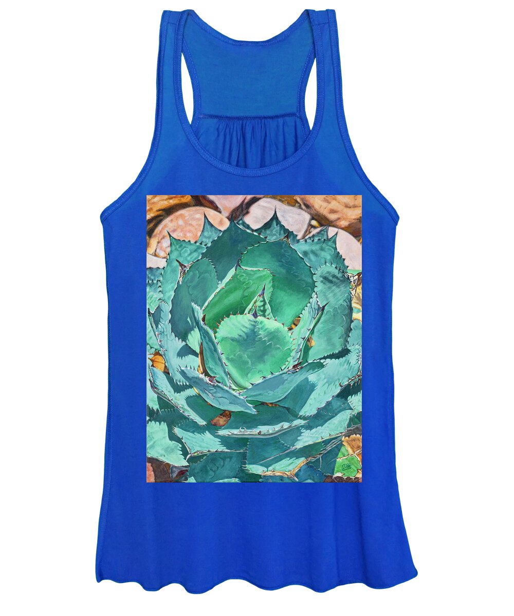 Cactus Women's Tank Top featuring the painting Agave Cactus by Lisa Tennant