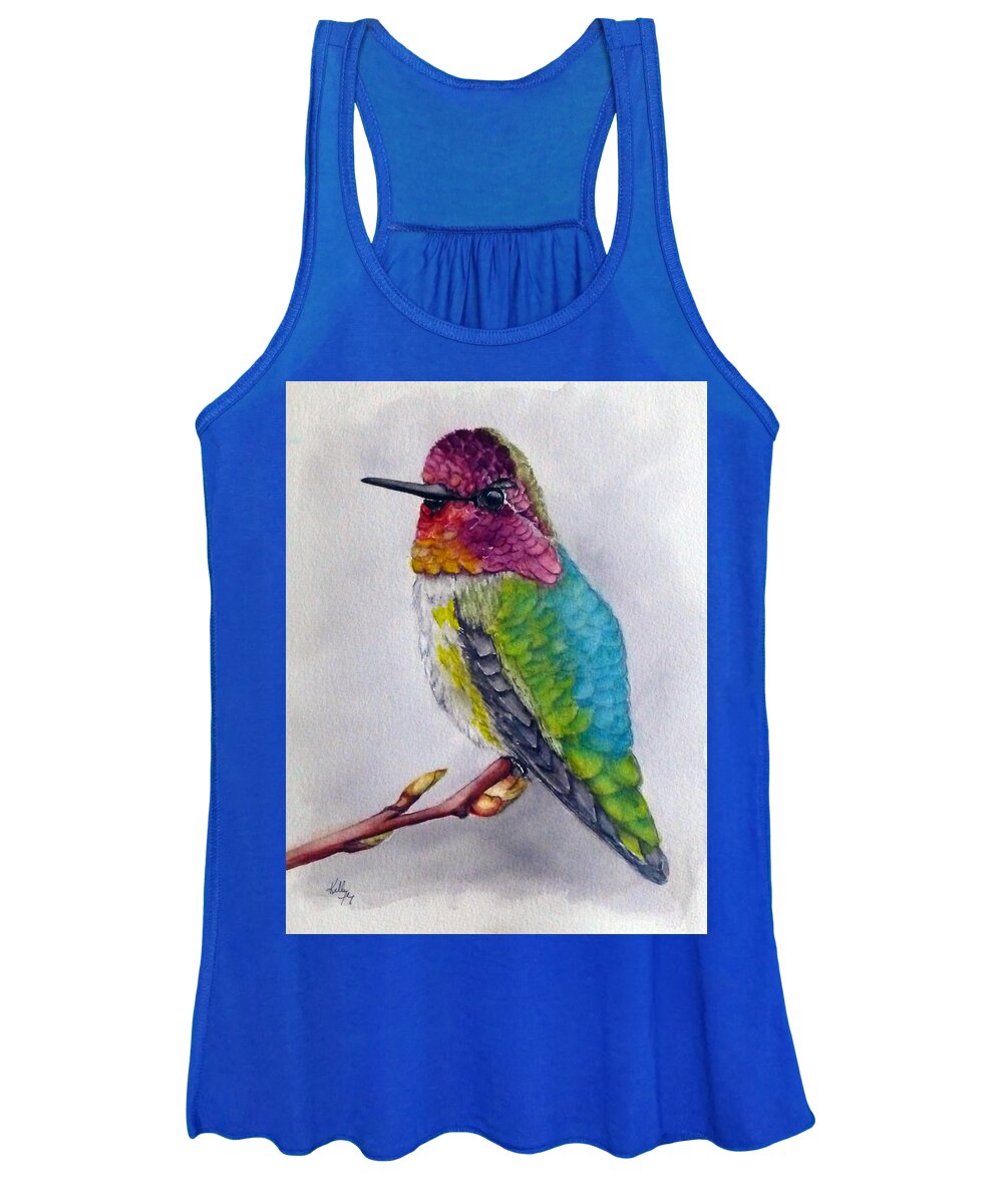 Hummingbird Women's Tank Top featuring the painting Anna's Hummingbird by Kelly Mills