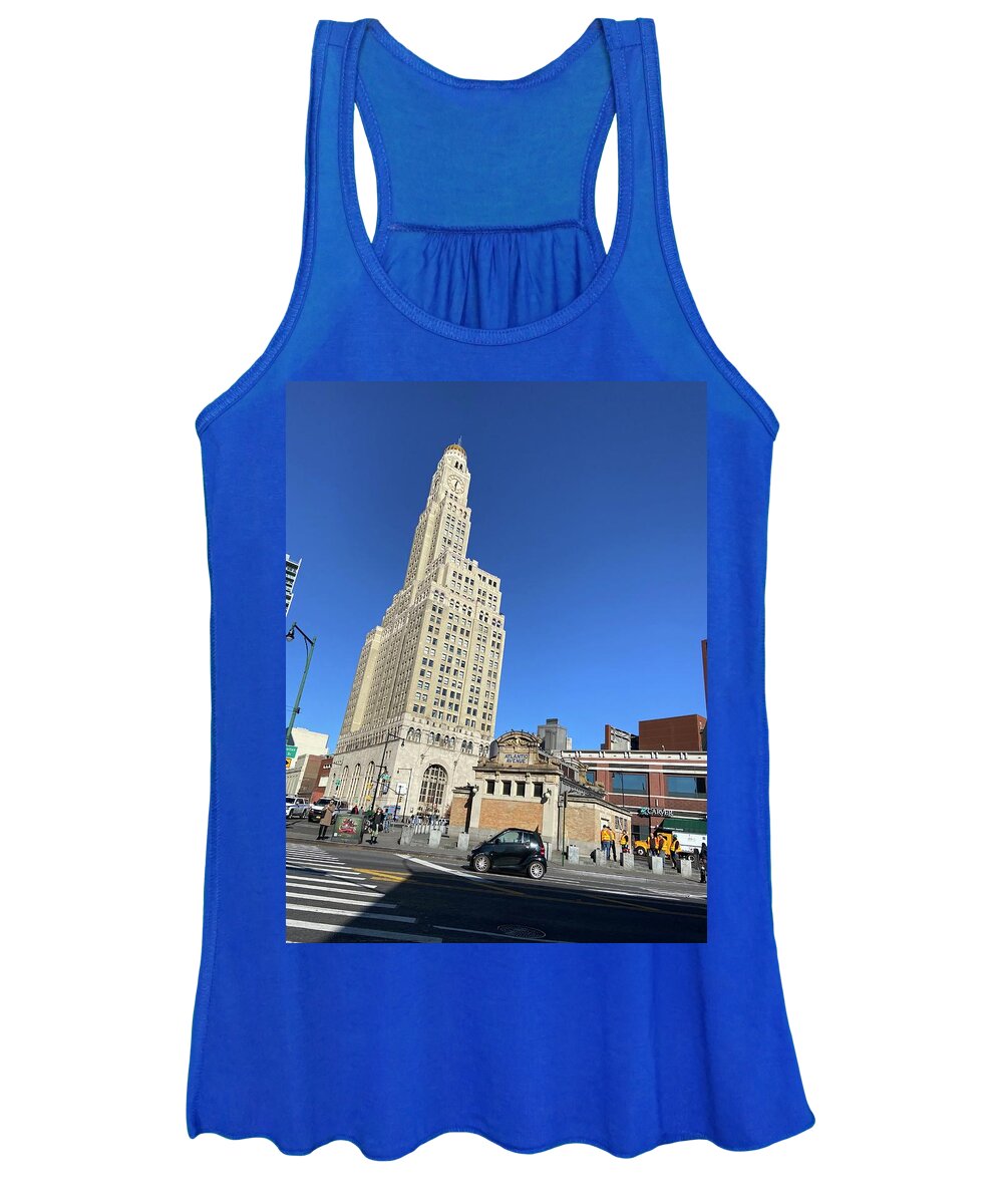 Brooklyn Women's Tank Top featuring the photograph Atlantic Ave and Brooklyn Blue Sky by Liza Beckerman