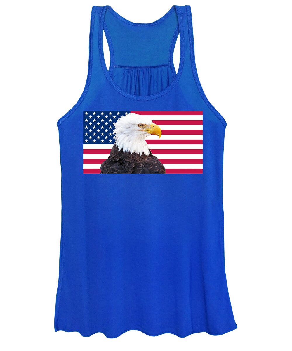 Usa Women's Tank Top featuring the photograph Bald Eagle at Attention by Allen L Improta