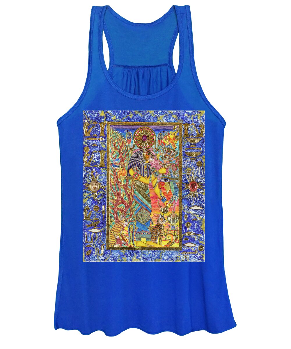 Bast Women's Tank Top featuring the mixed media Bast the Light Bringer by Ptahmassu Nofra-Uaa