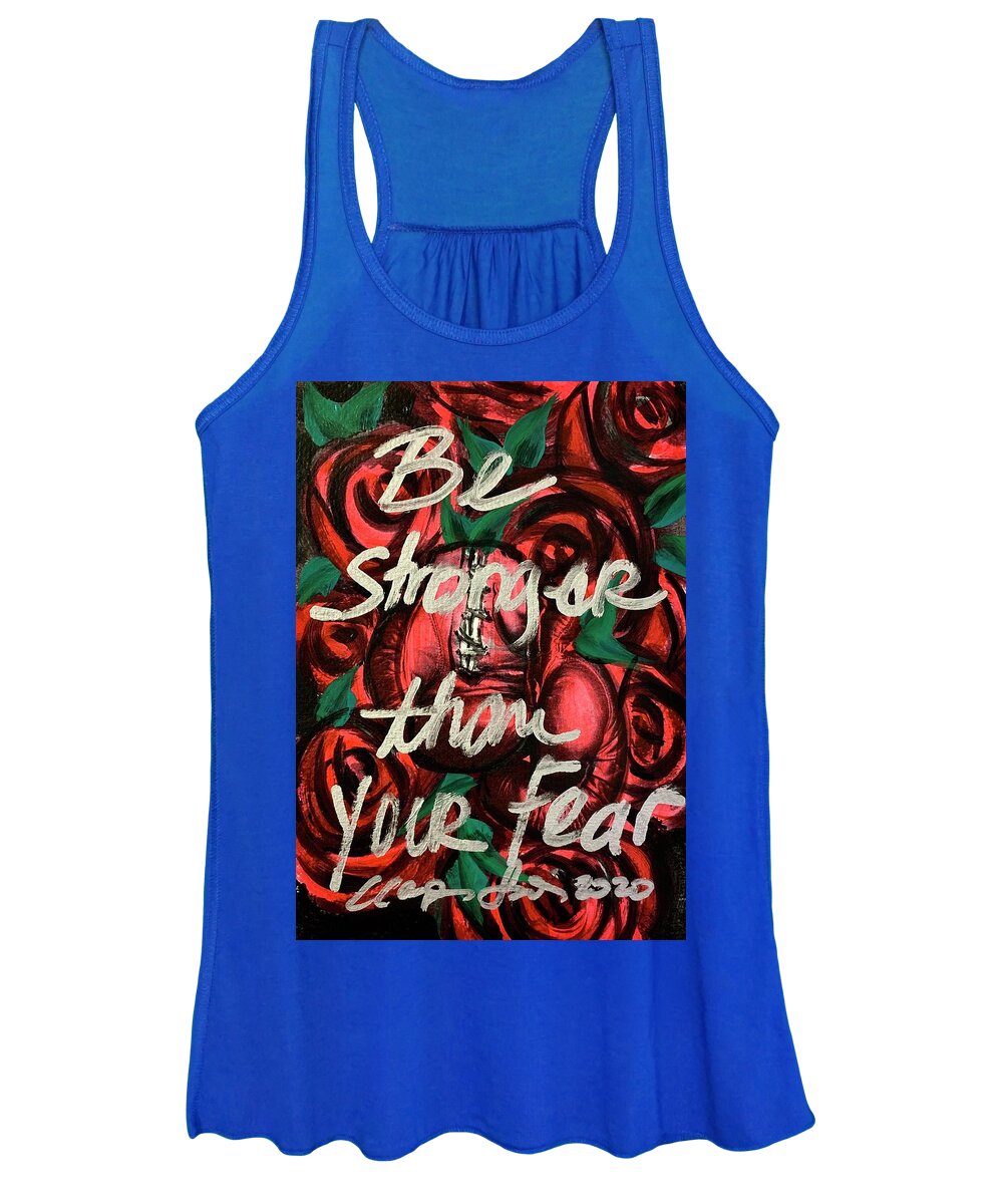 Red Women's Tank Top featuring the painting Be Stronger Than Your Fears by Clayton Singleton