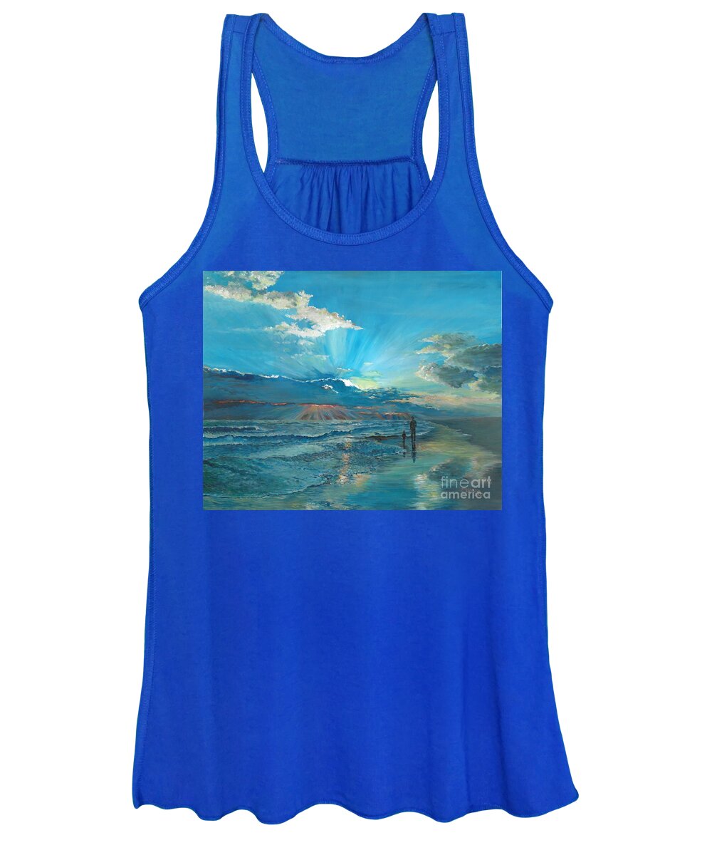 Beach Women's Tank Top featuring the painting Beach Walk by Merana Cadorette