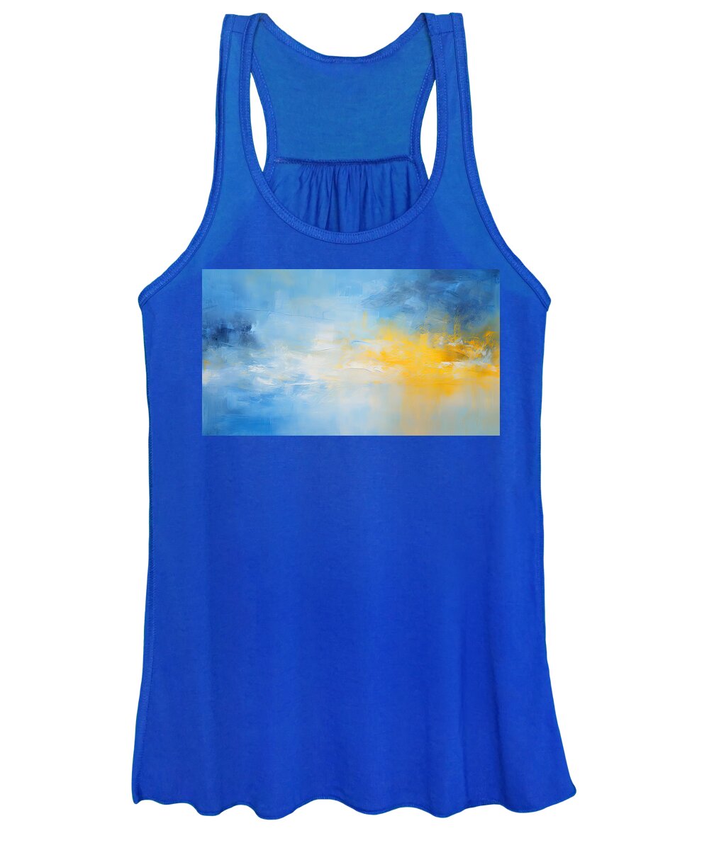 Blue Women's Tank Top featuring the painting Blue and Yellow Abstract Paintings by Lourry Legarde