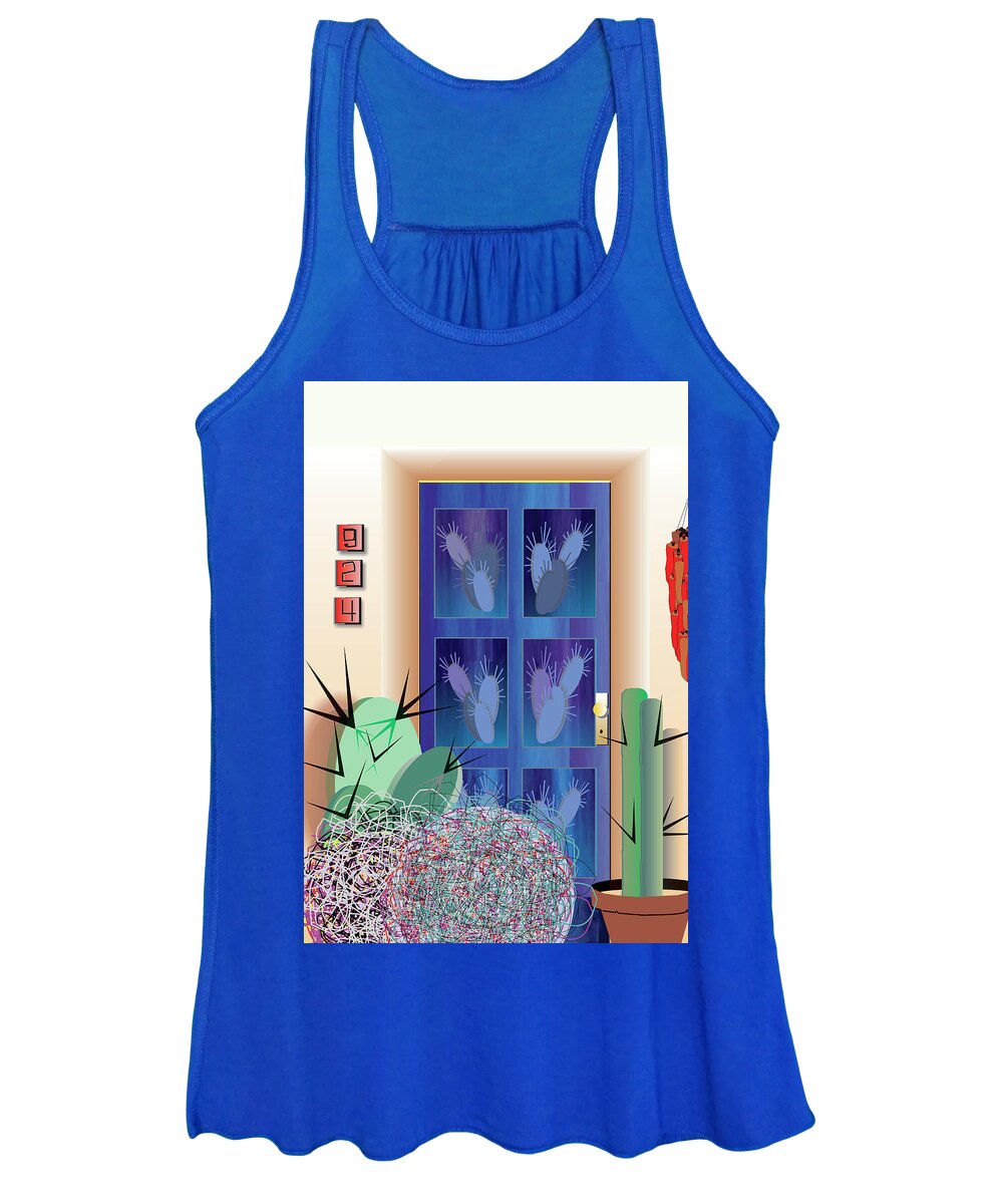 Blue Door Women's Tank Top featuring the digital art Blue Door 924 by Ted Clifton