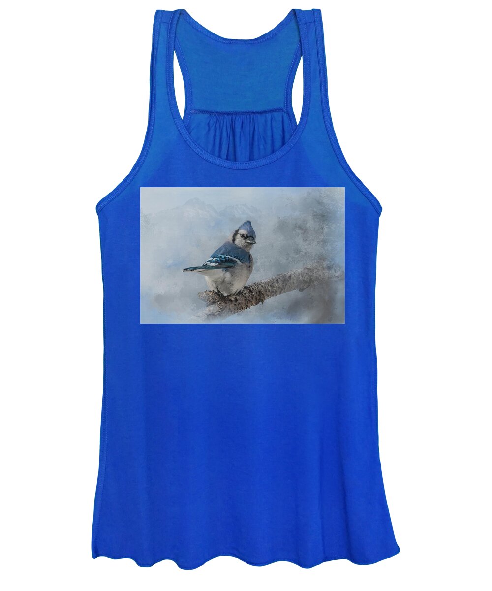 Songbird Women's Tank Top featuring the photograph Blue Jay Peek by Patti Deters