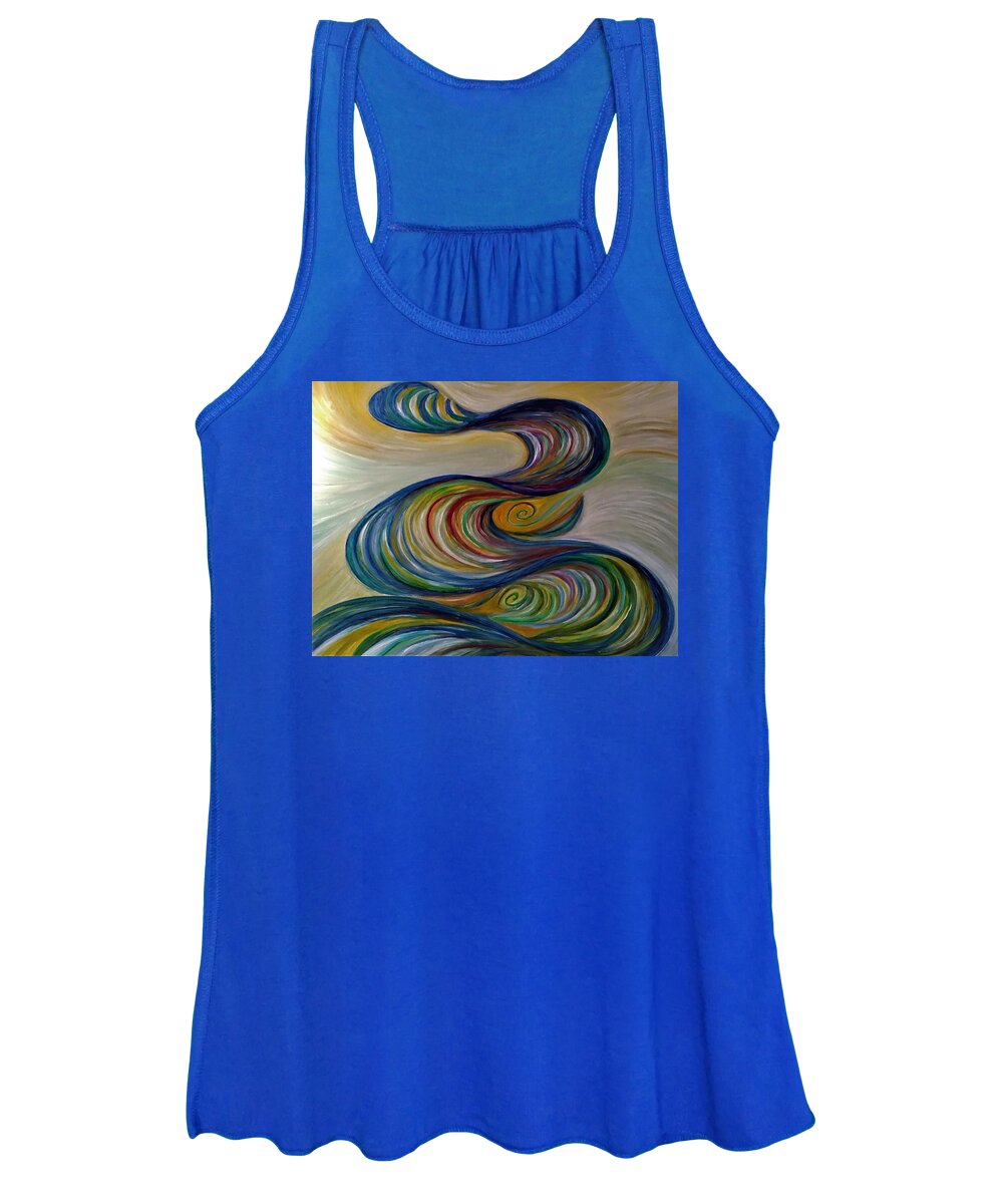 Abstract Women's Tank Top featuring the painting 'Blue Wave of Emerged Emotions' by Vivian Aaron