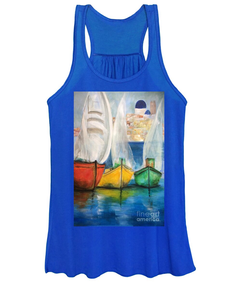 Altea Women's Tank Top featuring the painting Boats in the Marina, Altea by Lizzy Forrester