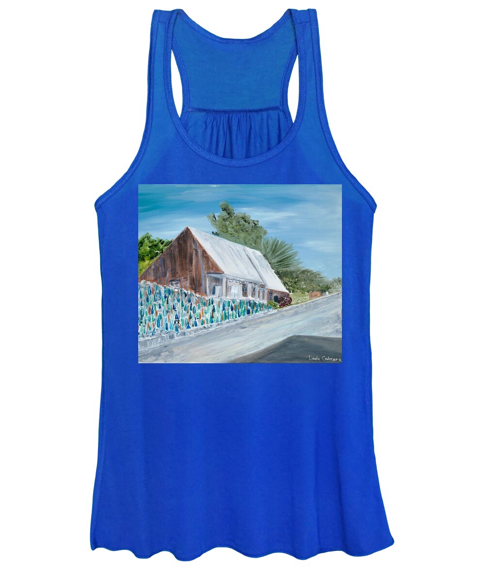 Bottle Women's Tank Top featuring the painting Bottle Wall of Key West by Linda Cabrera