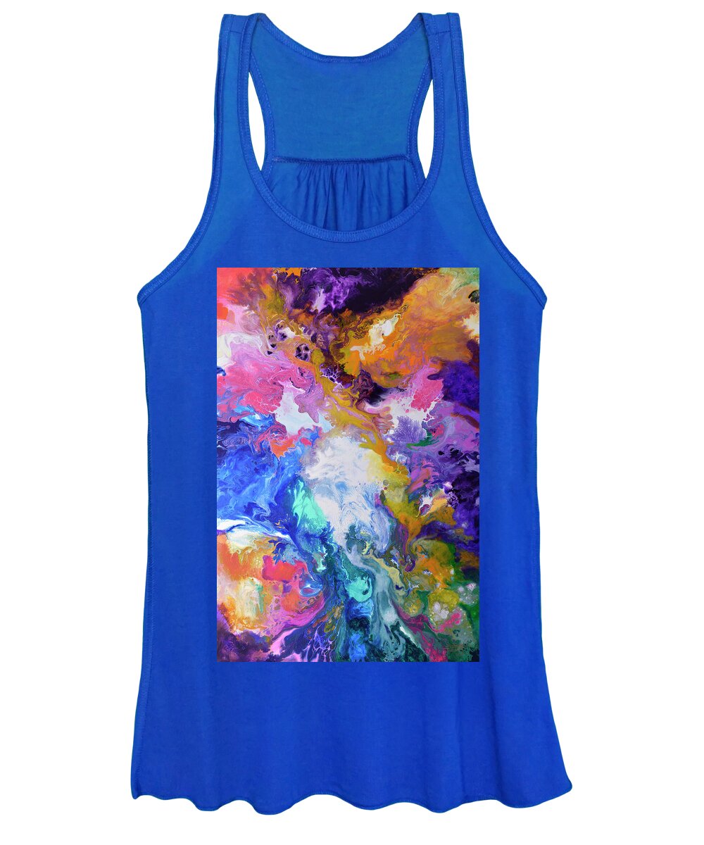 Fluid Art Women's Tank Top featuring the painting Boundaryless by Sally Trace