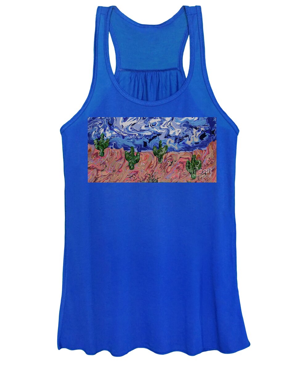 Catus Women's Tank Top featuring the painting Cacti in the Desert by Tessa Evette