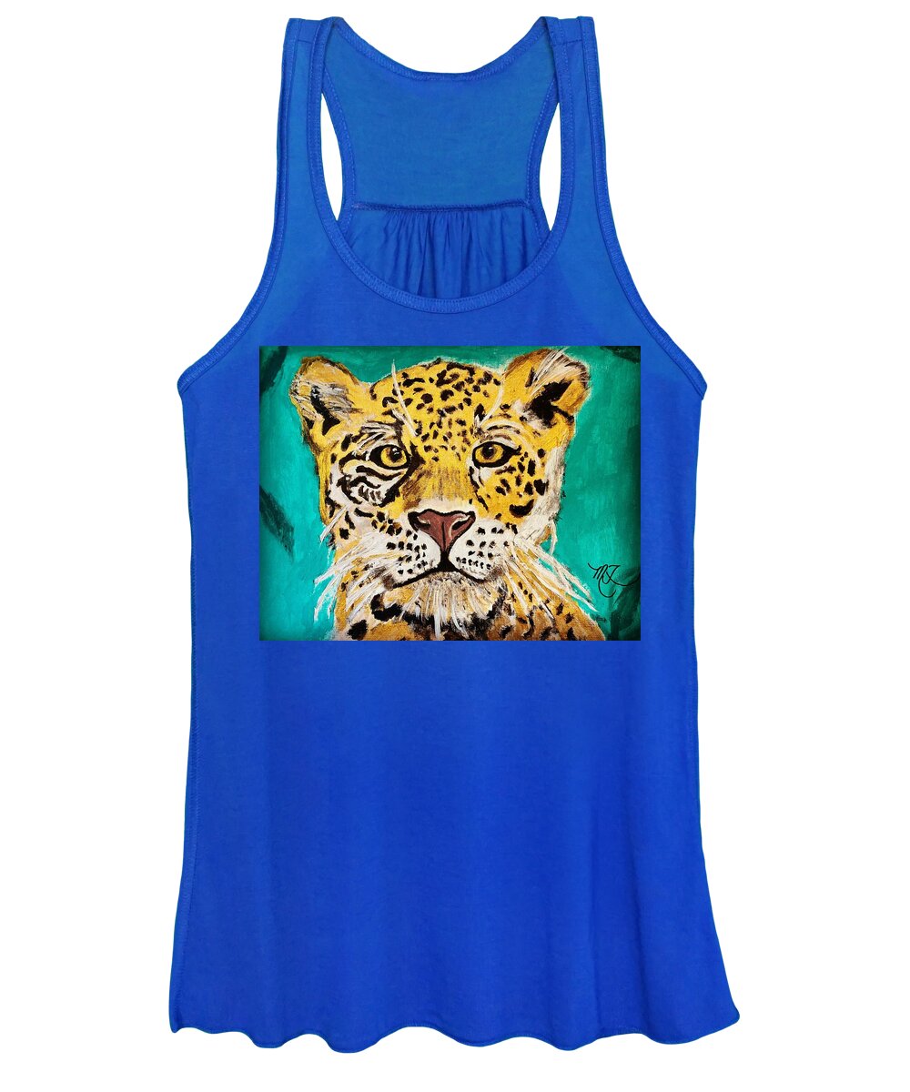 Cat Women's Tank Top featuring the painting Cheetah by Melody Fowler
