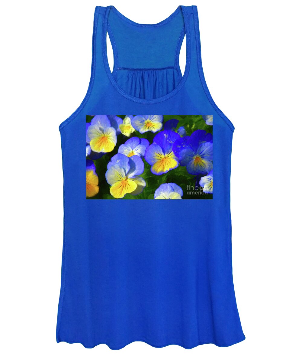 Pansies Women's Tank Top featuring the photograph Cool Wave Morpho Pansies by Diana Mary Sharpton