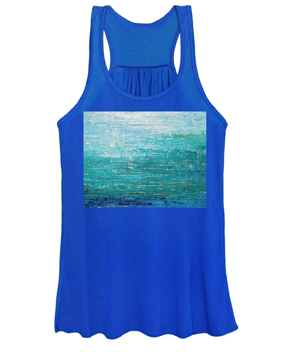 Blue Women's Tank Top featuring the painting Cooled Blues by Linda Bailey