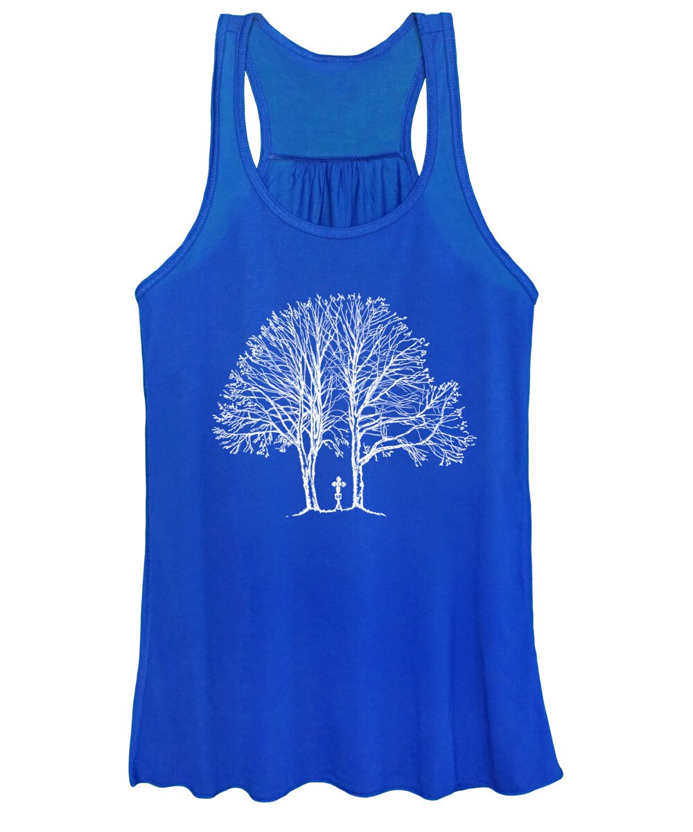 Cross Women's Tank Top featuring the drawing Crossroad white by Jindra Noewi
