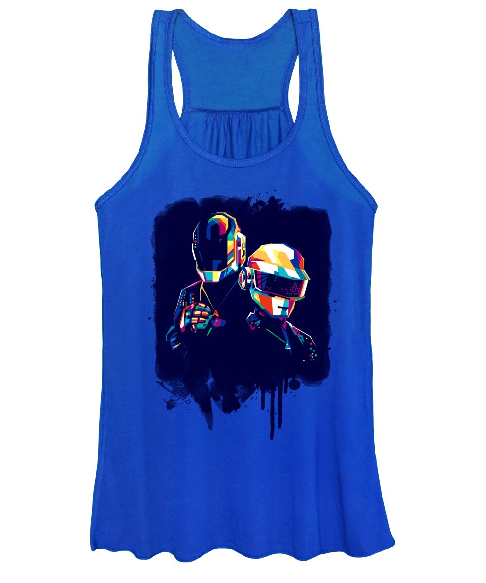 Abstract Women's Tank Top featuring the digital art Daft Punk in WPAP by Ical Said