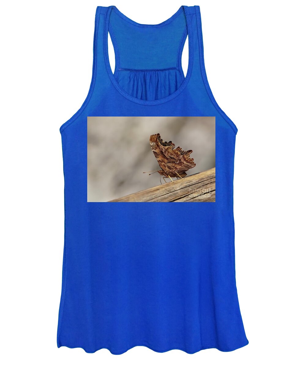 Eastern Comma Women's Tank Top featuring the photograph Eastern Comma Butterfly in Glacier National Park by Nancy Gleason