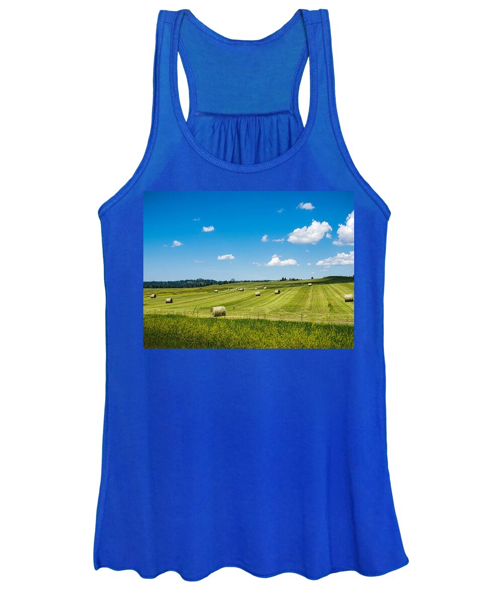 Field Women's Tank Top featuring the photograph Fields of Hay by Bonny Puckett