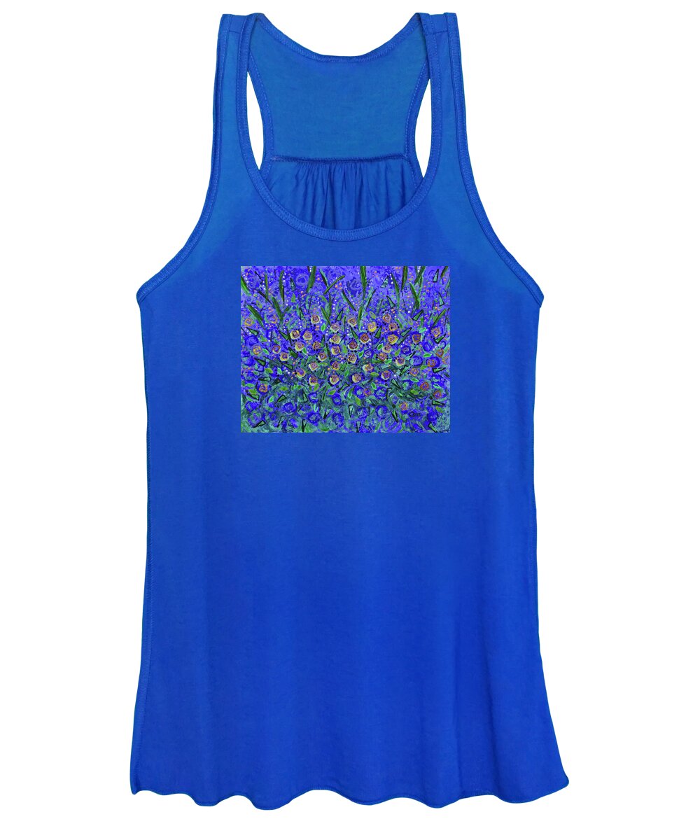 Flowers Women's Tank Top featuring the painting Flower Garden in Blue by Corinne Carroll