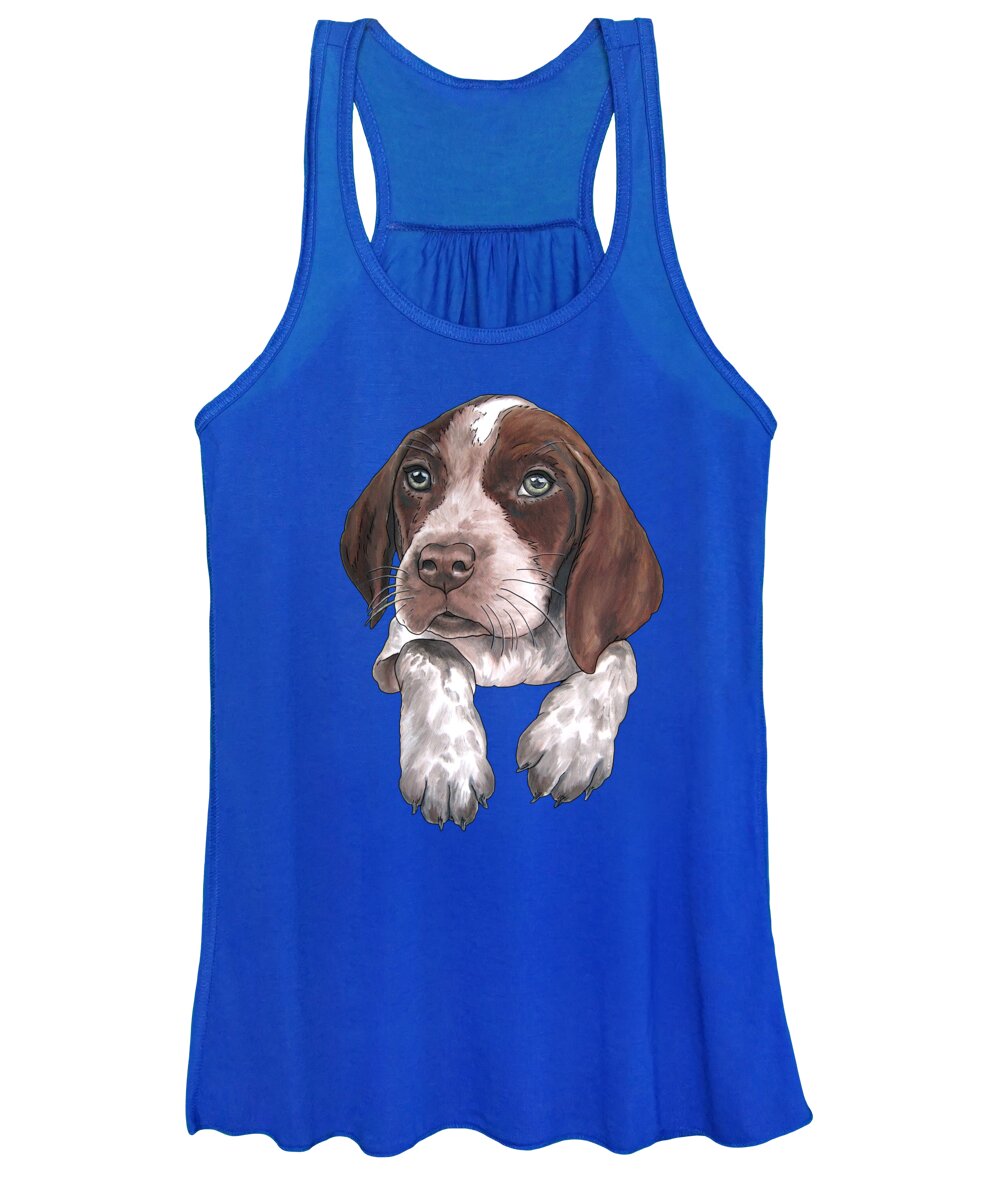 Dog Women's Tank Top featuring the painting German Shorhaired Pointer Puppy by Jindra Noewi