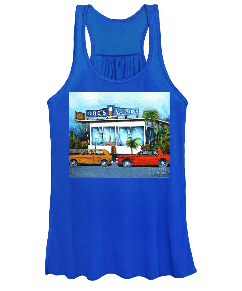 Old Ice Cream Restaurant In Delray Beach Women's Tank Top featuring the painting Ice Cream Restaurant in Delray Beach Fl by Robert Birkenes