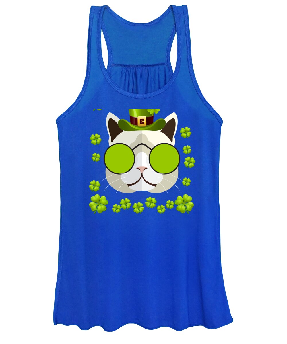 Funny Women's Tank Top featuring the digital art Irish Leprechaun Cat by Flippin Sweet Gear