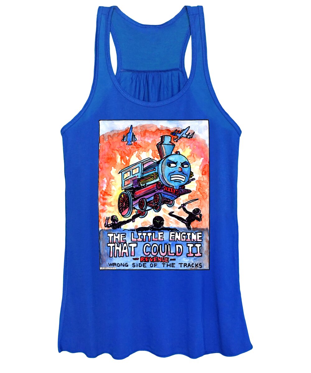 Engine Women's Tank Top featuring the drawing Little Engine Wrong Side of the Tracks by Eric Haines