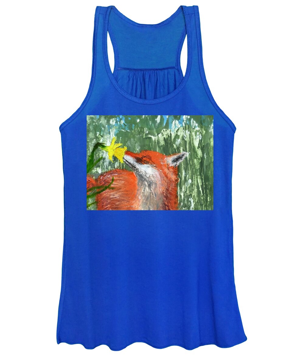 Fox Women's Tank Top featuring the painting Llwynog by Bethany Beeler