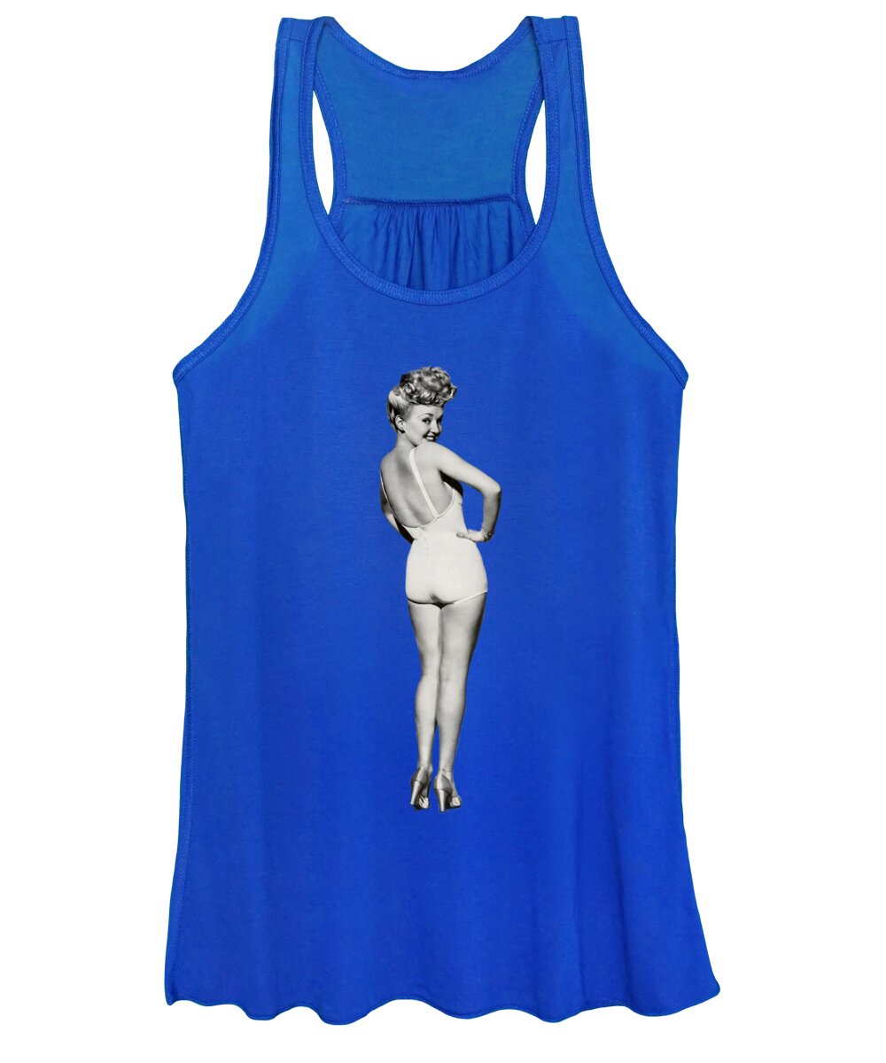 Pin-up Women's Tank Top featuring the photograph Million dollar legs pin up girl by Delphimages Photo Creations