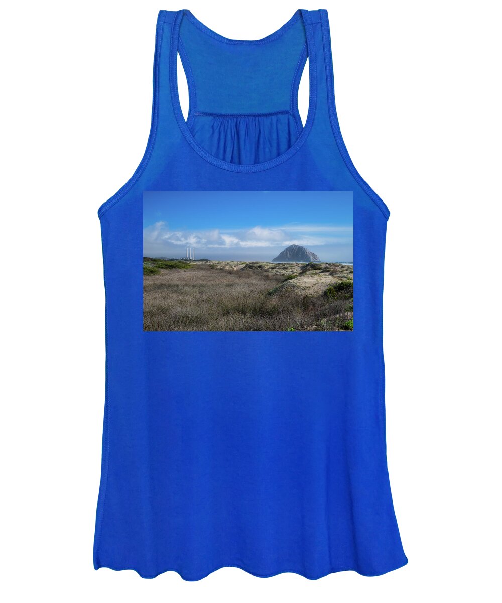 Morro Bay Women's Tank Top featuring the photograph Morro Rock looking over Sand Dunes by Matthew DeGrushe