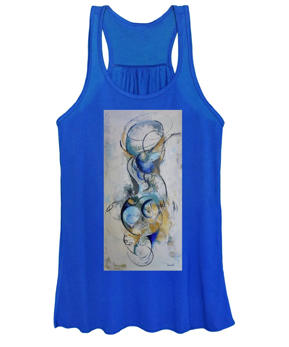 Abstract Women's Tank Top featuring the painting Movement by Sunel De Lange