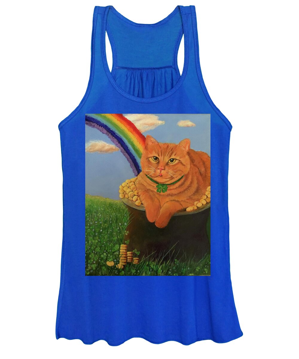 Cat Women's Tank Top featuring the painting Mr. Lucky by Jane Ricker