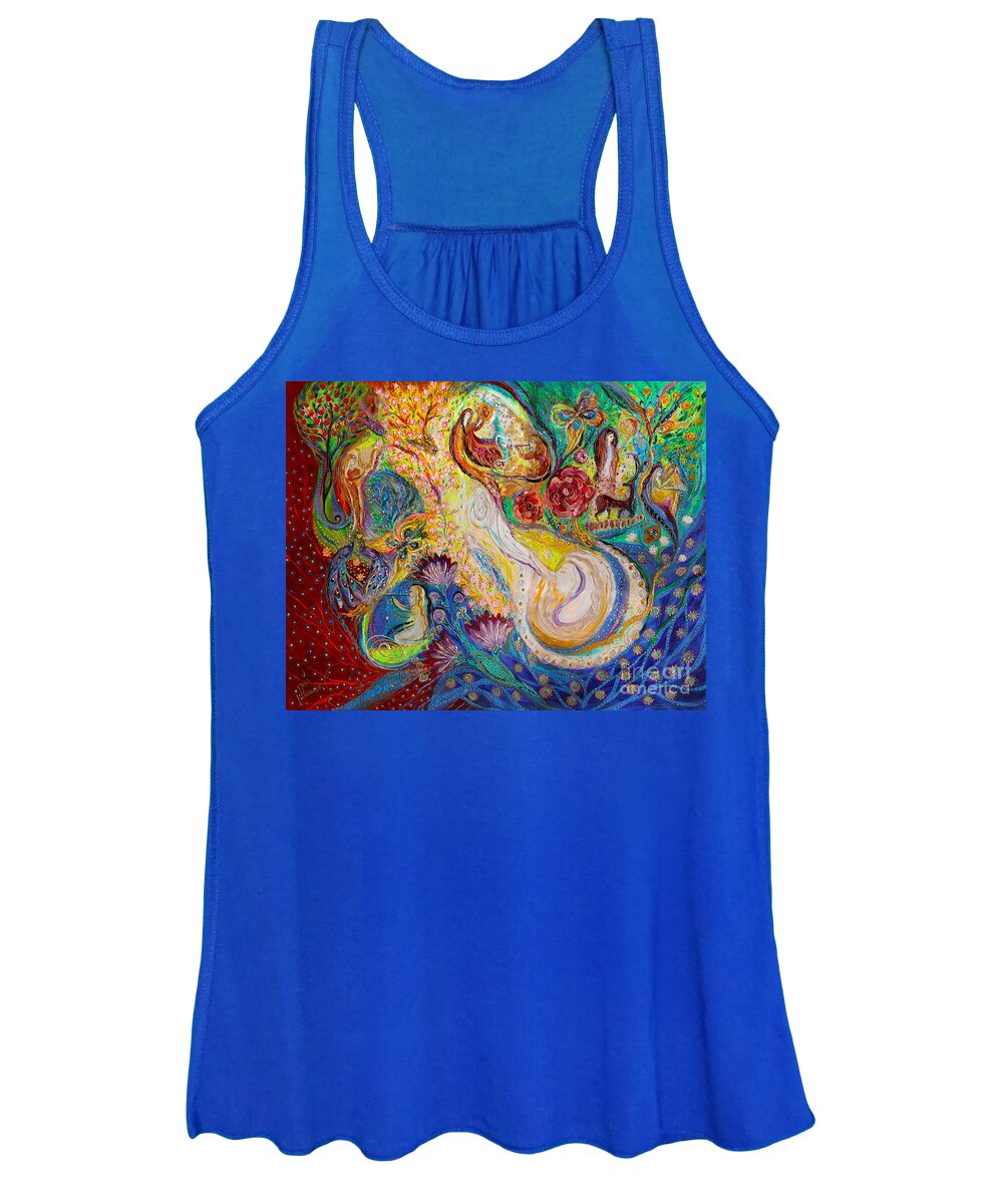 Modern Jewish Art Women's Tank Top featuring the painting Praise him with the tambourine and dance III by Elena Kotliarker