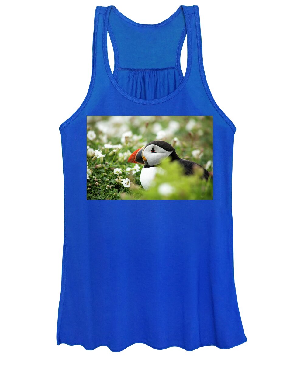 Nature Women's Tank Top featuring the photograph Puffin Portrait by Ruth Crofts