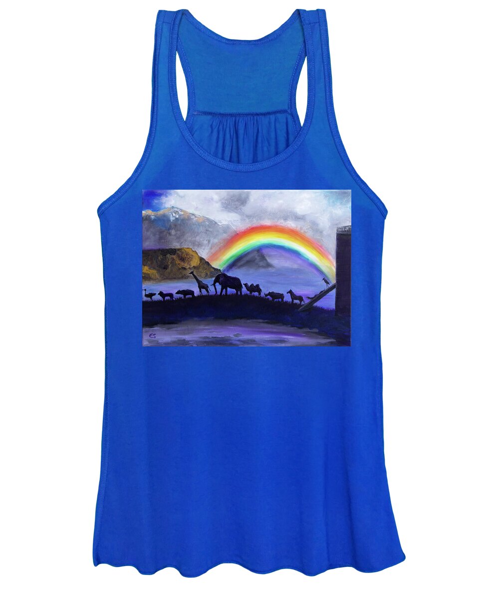 Rainbow Women's Tank Top featuring the painting Rainbow covenant by Evelyn Snyder