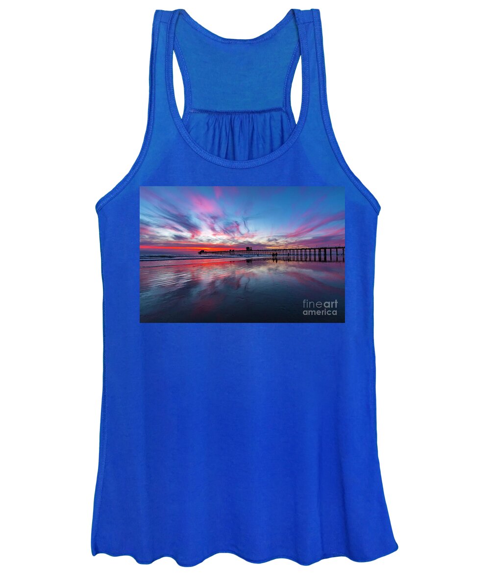 Beach Women's Tank Top featuring the photograph Reflections at Oceanside by Rich Cruse