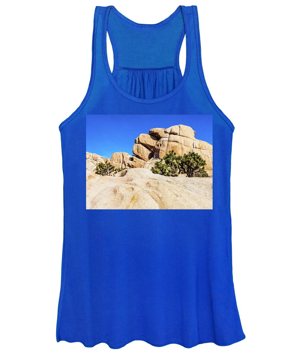 Landscapes Women's Tank Top featuring the photograph Rocks In Joshua Tree Park by Claude Dalley