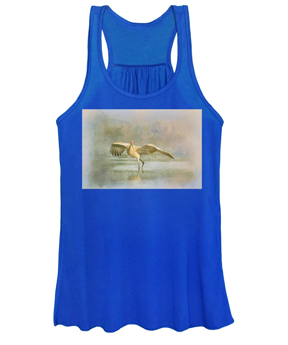 Andhill Crane Women's Tank Top featuring the photograph Sandhill Crane - Admiration by Patti Deters