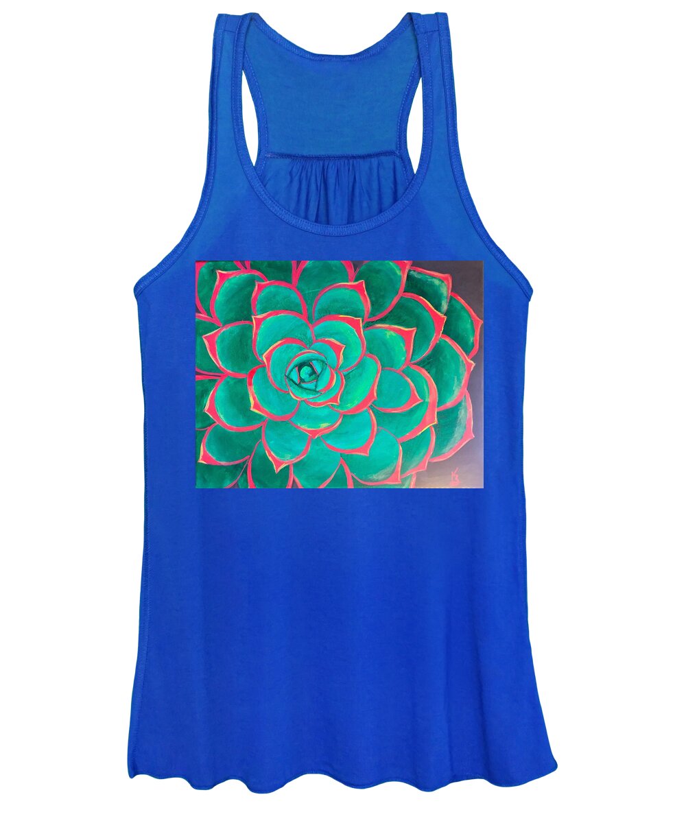 Acrylic Painting Women's Tank Top featuring the painting Succulent by Karen Buford