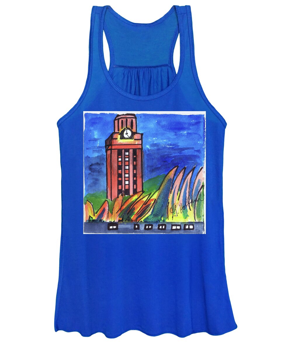 Ut Tower Women's Tank Top featuring the painting Texas UT Tower by Genevieve Holland