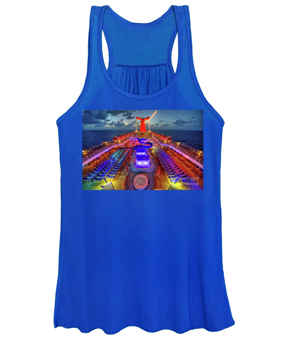 Cruise Ship Women's Tank Top featuring the photograph The cruise lights at night by Michael Ver Sprill
