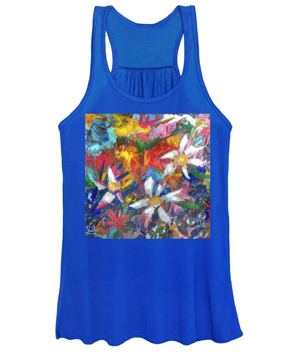 Daisies Women's Tank Top featuring the painting Three Daisies by Jean Batzell Fitzgerald