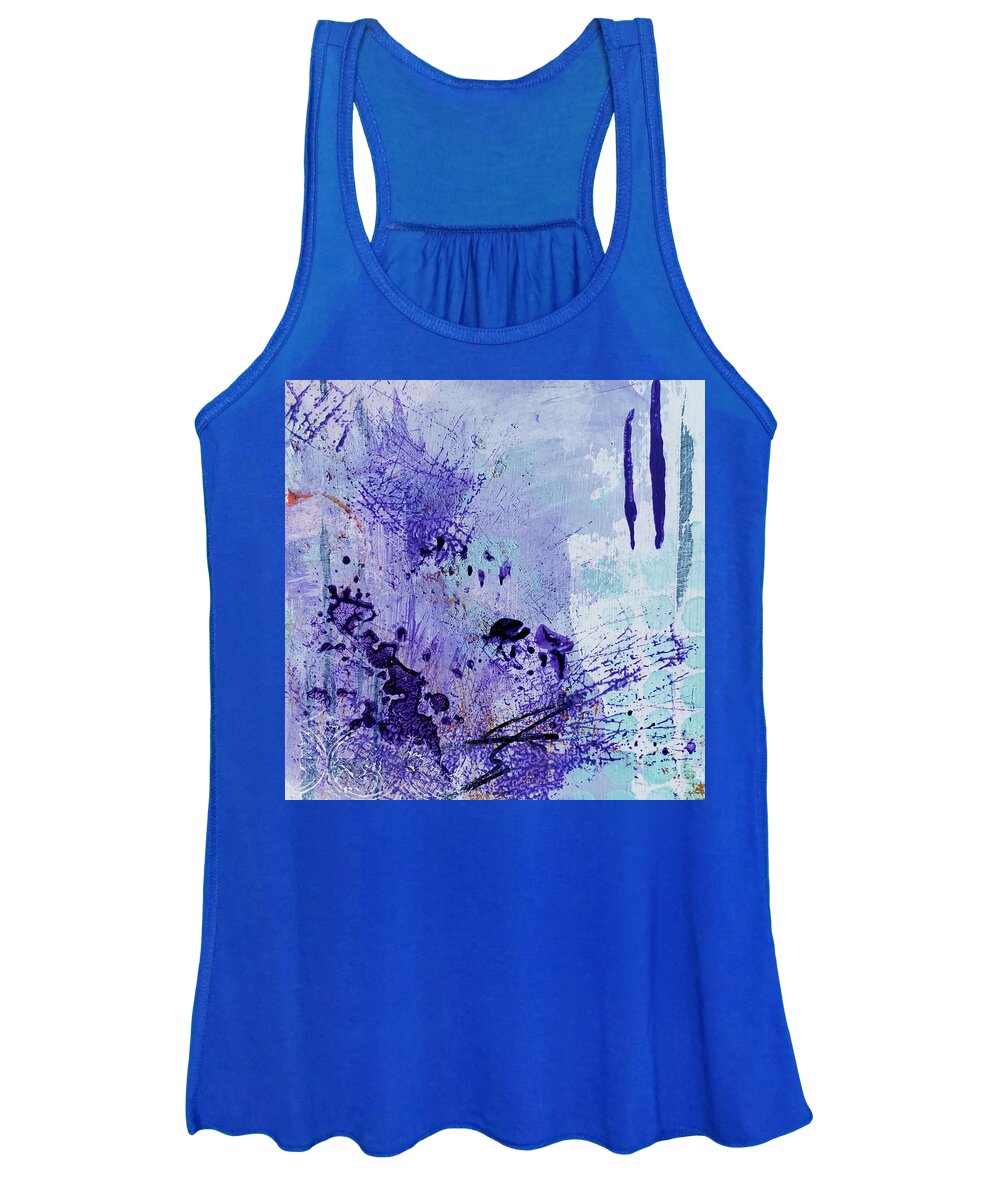 Tropical Women's Tank Top featuring the painting TOWER OF LONDON Tropical Abstract Painting Purple Aqua Blue Orange by Lynnie Lang