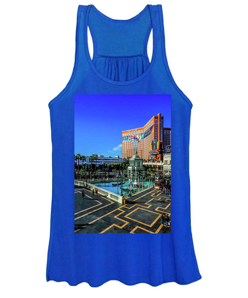  Women's Tank Top featuring the photograph View From The Venetian to Treasure Island by Rodney Lee Williams