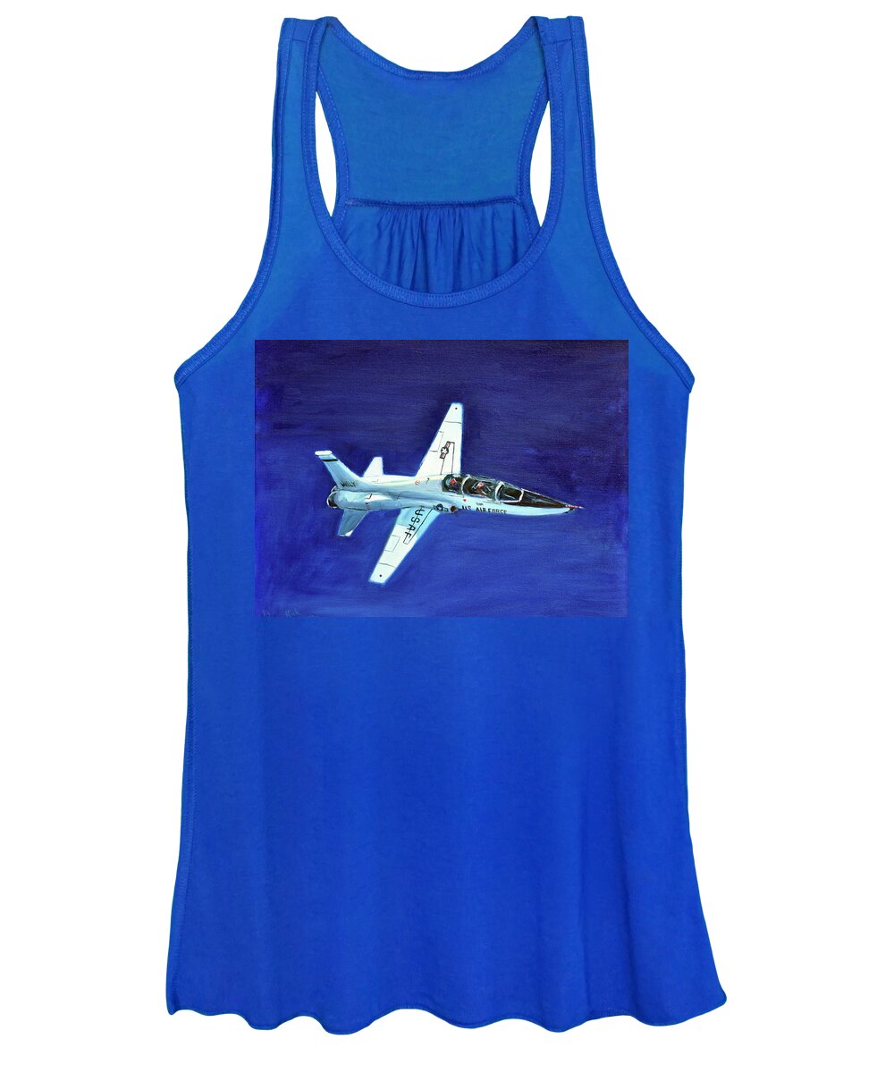 Military Aircraft Women's Tank Top featuring the painting Willy T-38 by Rick Hansen