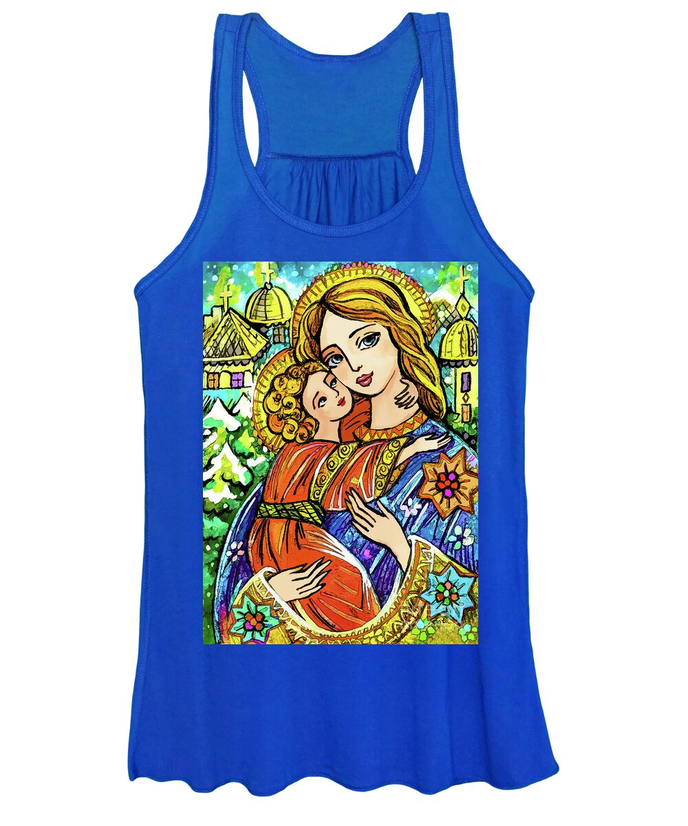 Mother And Child Women's Tank Top featuring the painting Winter Church by Eva Campbell